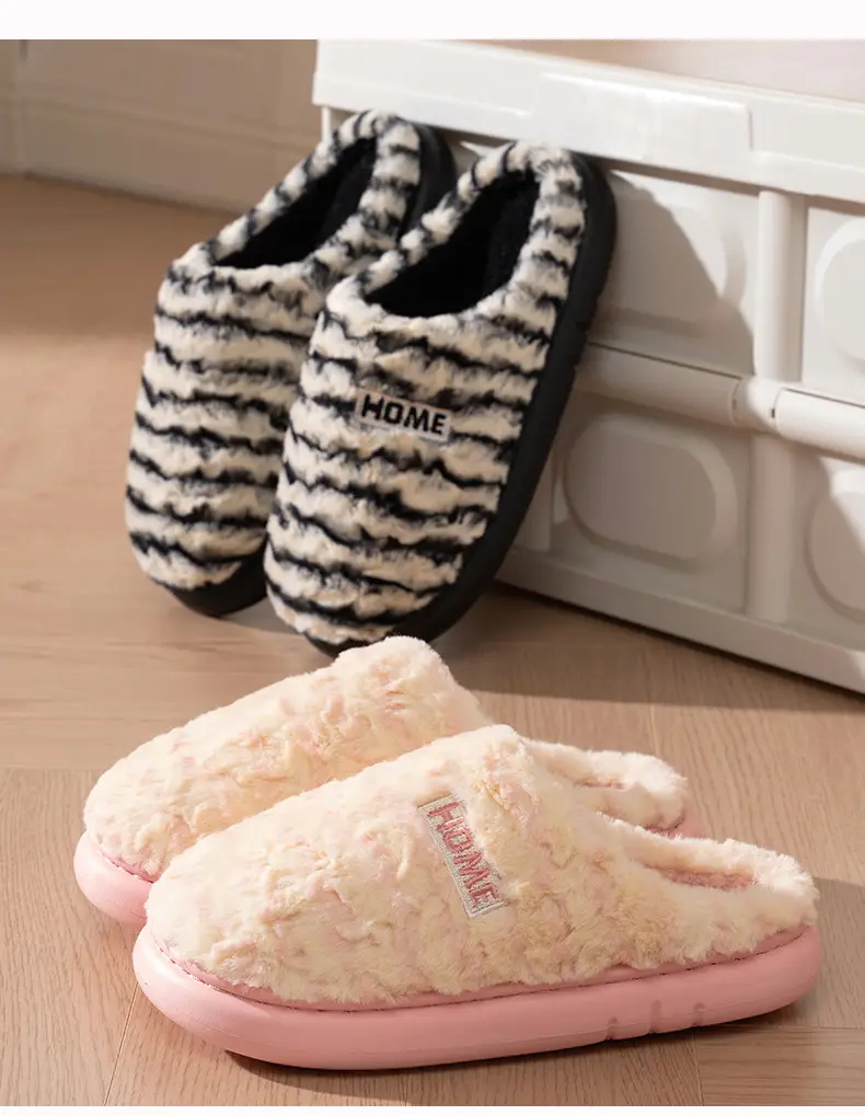 Autumn and Winter New Cotton Slippers for Women's Home Indoor Confinement Plush Fleece-Lined Warm Couple Men's Cotton Shoes Wholesale — feature 14
