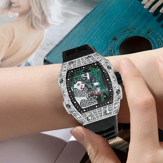 Popular Foreign Trade Men's Watch with Hollow Design, Chinese Style Panda Watch, Luminous Personality, Cool Quartz Watch, Cross-Border