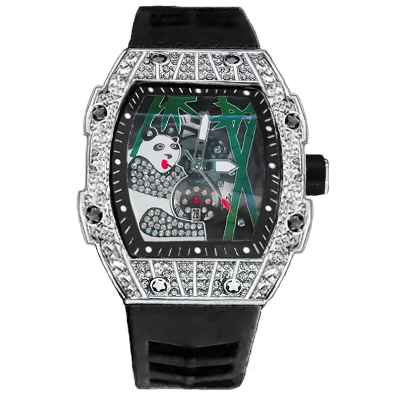 Popular Foreign Trade Men's Watch with Hollow Design, Chinese Style Panda Watch, Luminous Personality, Cool Quartz Watch, Cross-Border
