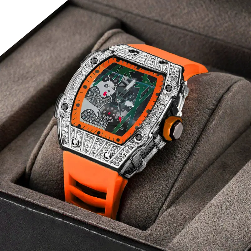 Popular Foreign Trade Men's Watch with Hollow Design, Chinese Style Panda Watch, Luminous Personality, Cool Quartz Watch, Cross-Border