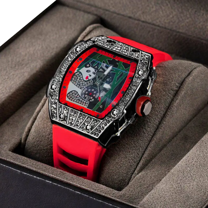 Popular Foreign Trade Men's Watch with Hollow Design, Chinese Style Panda Watch, Luminous Personality, Cool Quartz Watch, Cross-Border
