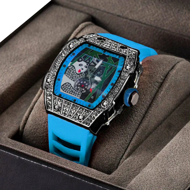 Popular Foreign Trade Men's Watch with Hollow Design, Chinese Style Panda Watch, Luminous Personality, Cool Quartz Watch, Cross-Border