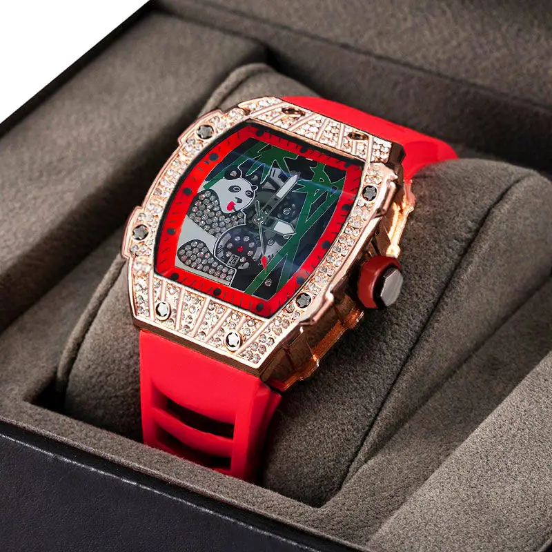 Popular Foreign Trade Men's Watch with Hollow Design, Chinese Style Panda Watch, Luminous Personality, Cool Quartz Watch, Cross-Border