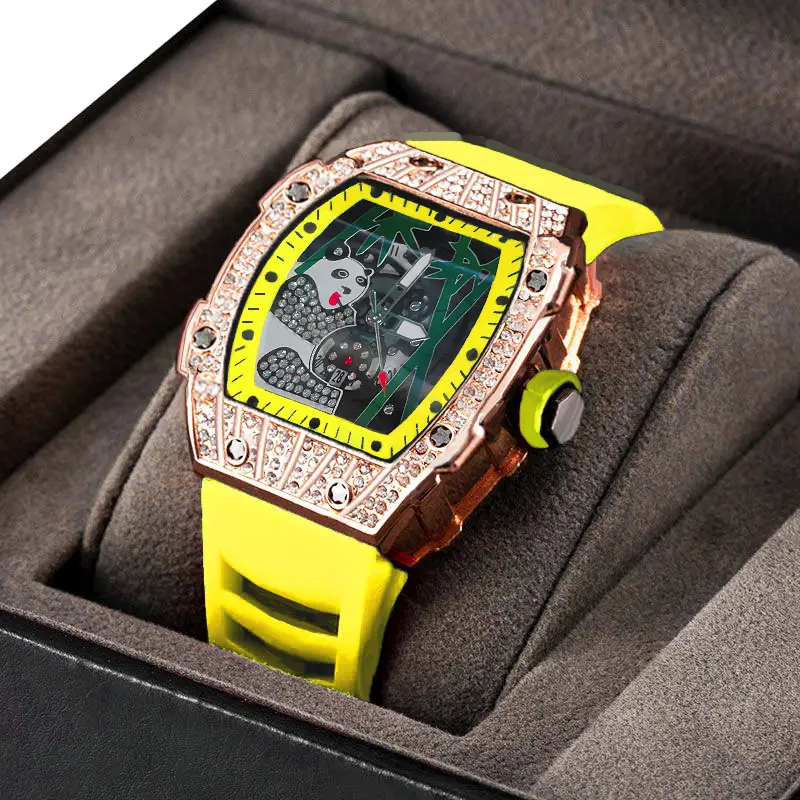 Popular Foreign Trade Men's Watch with Hollow Design, Chinese Style Panda Watch, Luminous Personality, Cool Quartz Watch, Cross-Border