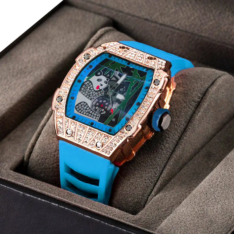 Popular Foreign Trade Men's Watch with Hollow Design, Chinese Style Panda Watch, Luminous Personality, Cool Quartz Watch, Cross-Border