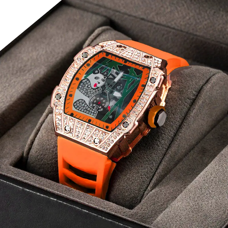 Popular Foreign Trade Men's Watch with Hollow Design, Chinese Style Panda Watch, Luminous Personality, Cool Quartz Watch, Cross-Border