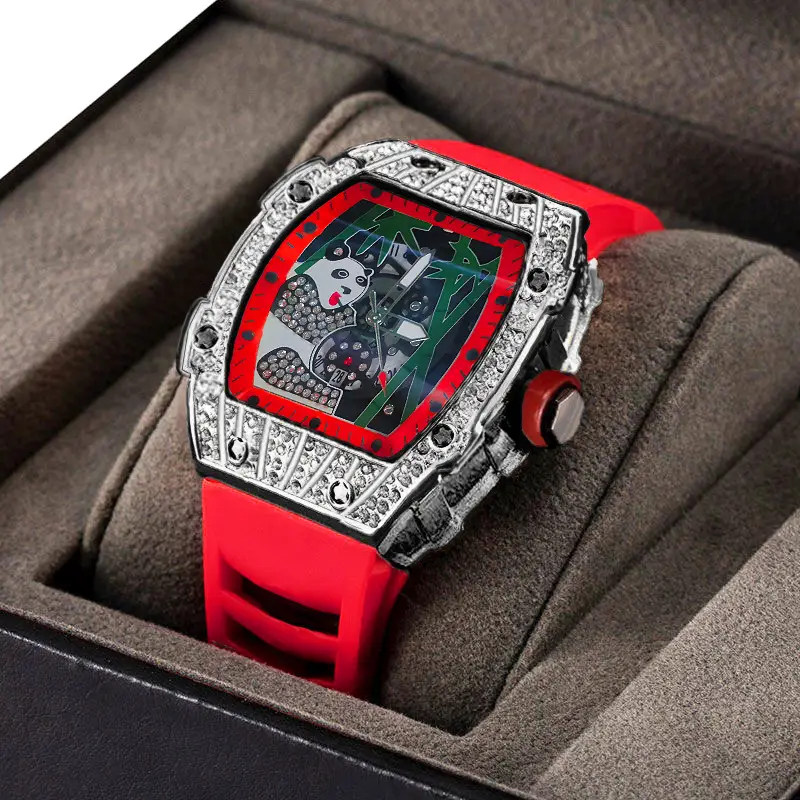 Popular Foreign Trade Men's Watch with Hollow Design, Chinese Style Panda Watch, Luminous Personality, Cool Quartz Watch, Cross-Border