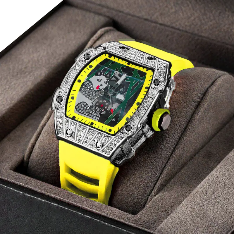 Popular Foreign Trade Men's Watch with Hollow Design, Chinese Style Panda Watch, Luminous Personality, Cool Quartz Watch, Cross-Border