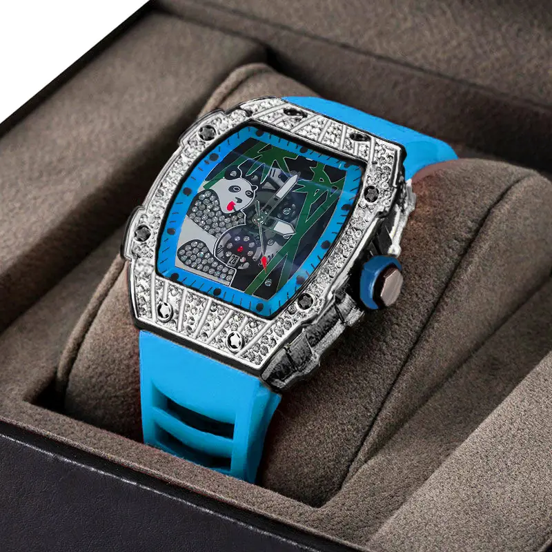 Popular Foreign Trade Men's Watch with Hollow Design, Chinese Style Panda Watch, Luminous Personality, Cool Quartz Watch, Cross-Border
