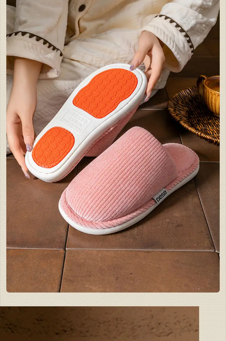 Thickened Warm Cotton Slippers, New Plush Slippers, Home Indoor Non-Slip Warm Cotton Slippers, Thick Soles, Versatile — feature 13