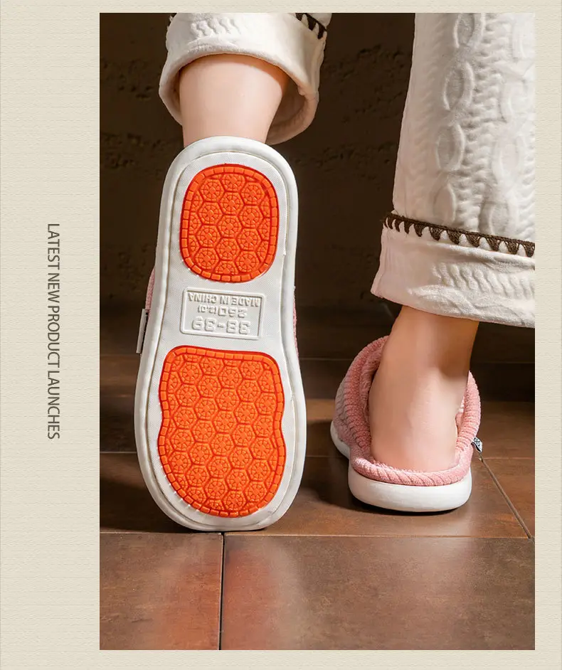 Thickened Warm Cotton Slippers, New Plush Slippers, Home Indoor Non-Slip Warm Cotton Slippers, Thick Soles, Versatile — feature 16