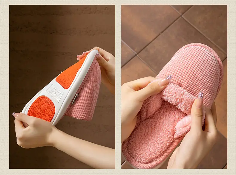 Thickened Warm Cotton Slippers, New Plush Slippers, Home Indoor Non-Slip Warm Cotton Slippers, Thick Soles, Versatile — feature 18