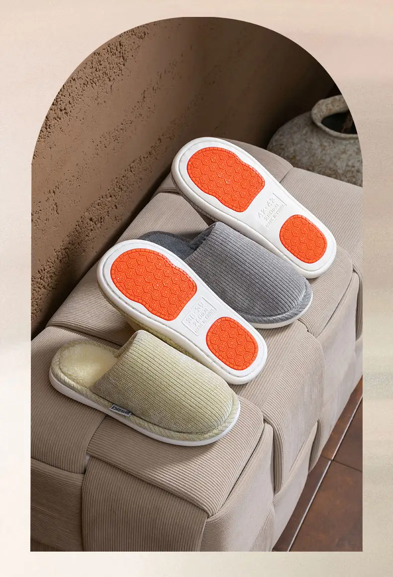 Thickened Warm Cotton Slippers, New Plush Slippers, Home Indoor Non-Slip Warm Cotton Slippers, Thick Soles, Versatile — feature 2