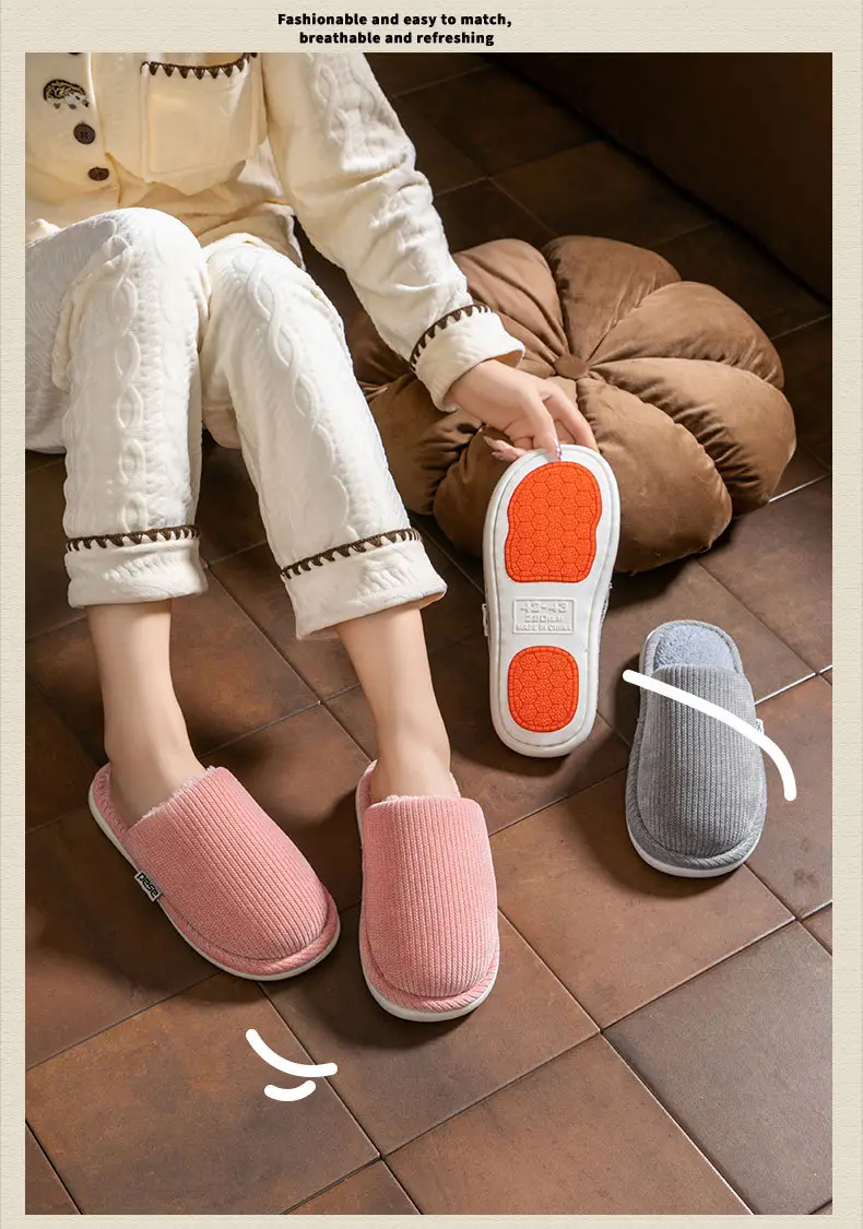 Thickened Warm Cotton Slippers, New Plush Slippers, Home Indoor Non-Slip Warm Cotton Slippers, Thick Soles, Versatile — feature 21