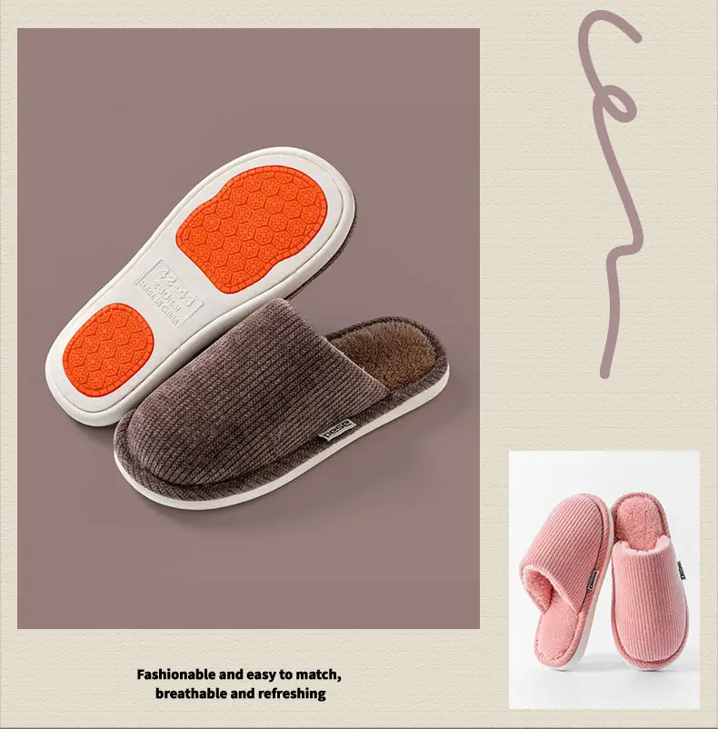 Thickened Warm Cotton Slippers, New Plush Slippers, Home Indoor Non-Slip Warm Cotton Slippers, Thick Soles, Versatile — feature 23
