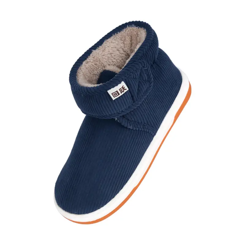 Men's Navy Blue Fleece Lined Slippers Winter Indoor Warm