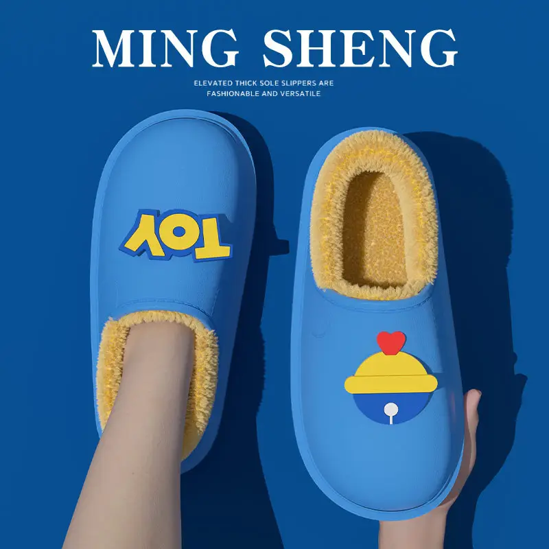 2025 Winter Cotton Slippers Blue Cartoon Small - Image 5