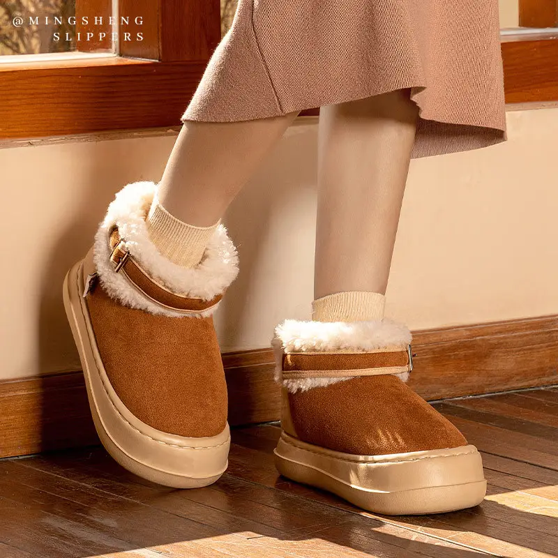 2025 Winter Women's Cotton Warm Slippers High Platform - Image 6