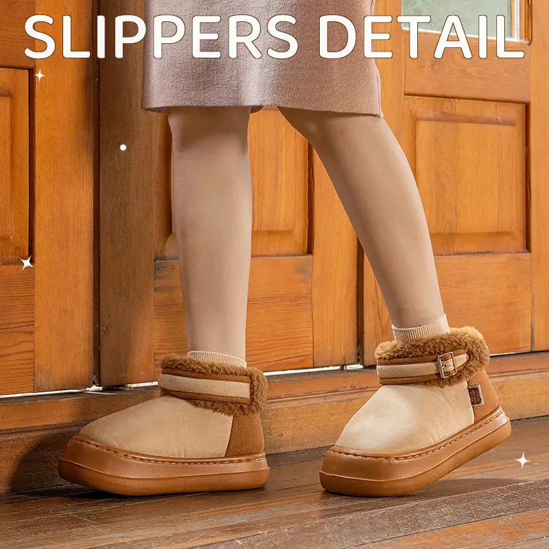 2025 Winter Women's Cotton Warm Slippers High Platform
