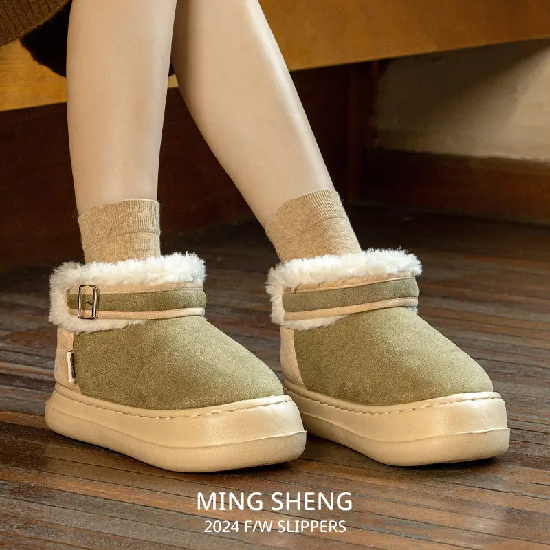 2025 Winter Women's Cotton Warm Slippers High Platform - Image 3