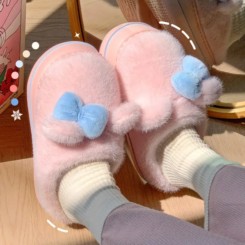 2025 Winter Plush Bow Slippers for Women - Image 4