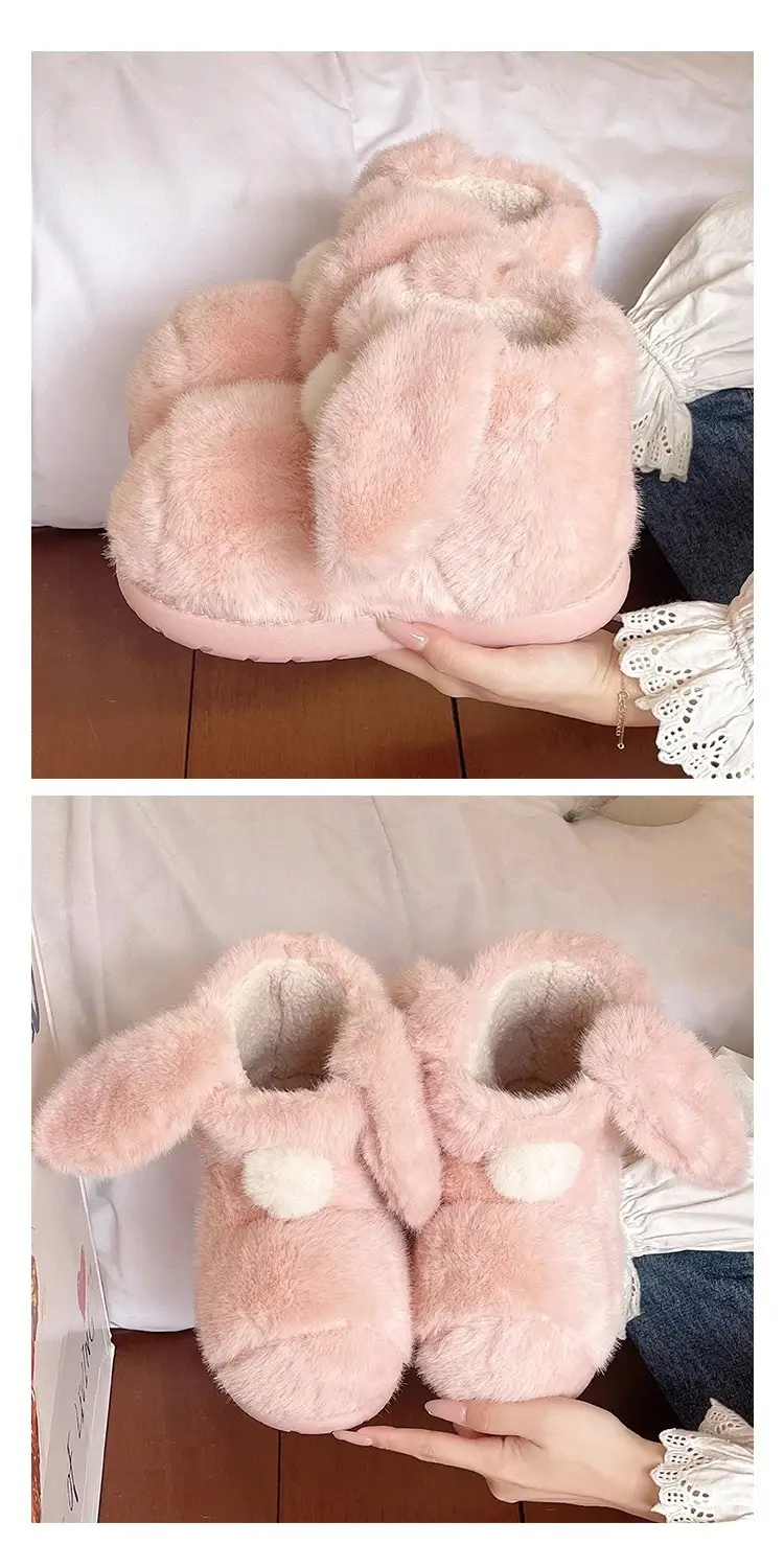 Parent-Child Snow Boots, Children's Bunny Cotton Shoes, Women's Winter Plush Warm Non-Slip Thick-Soled Short Snow Boots for Outdoor Wear — feature 11