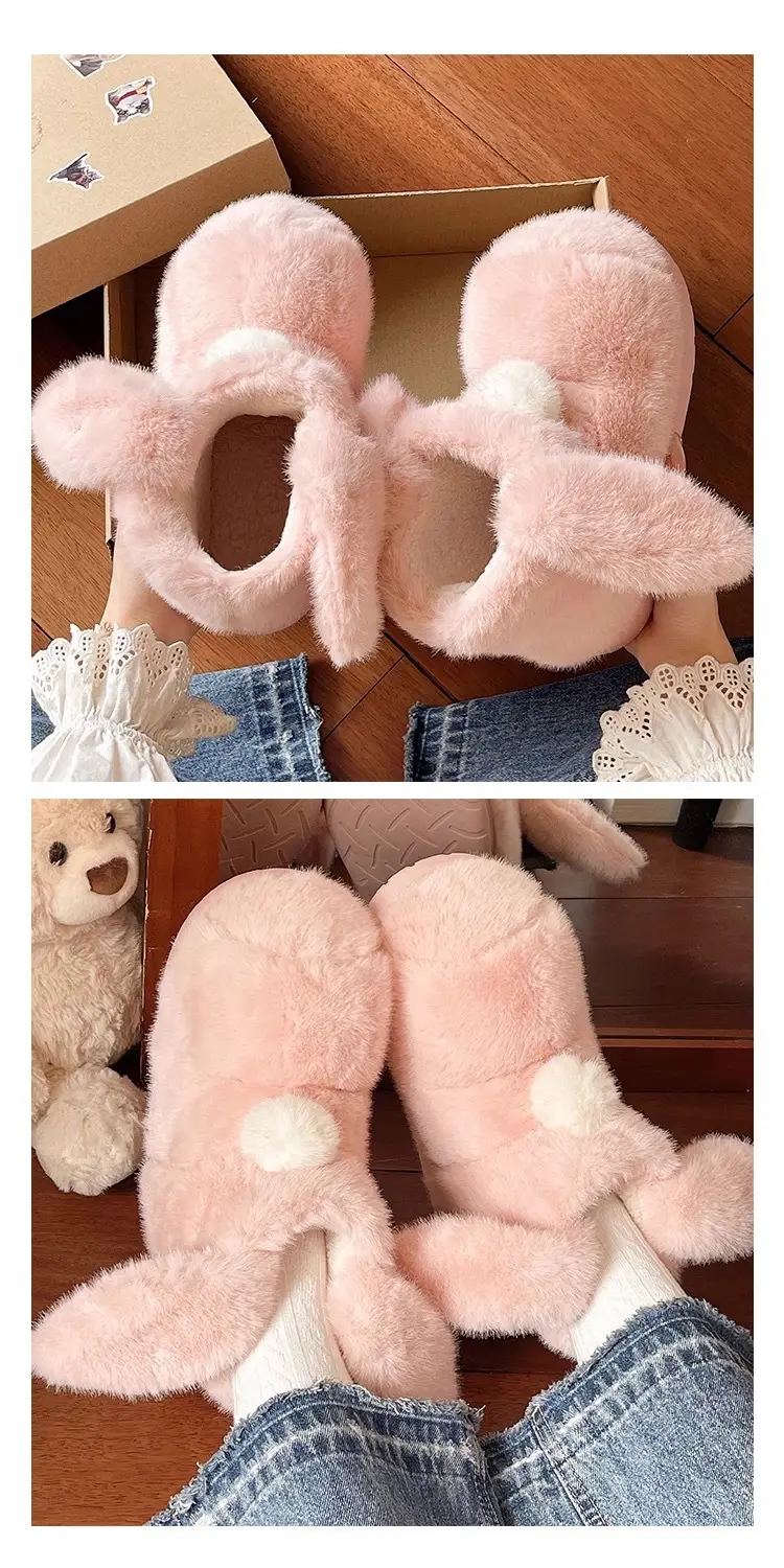 Parent-Child Snow Boots, Children's Bunny Cotton Shoes, Women's Winter Plush Warm Non-Slip Thick-Soled Short Snow Boots for Outdoor Wear — feature 12
