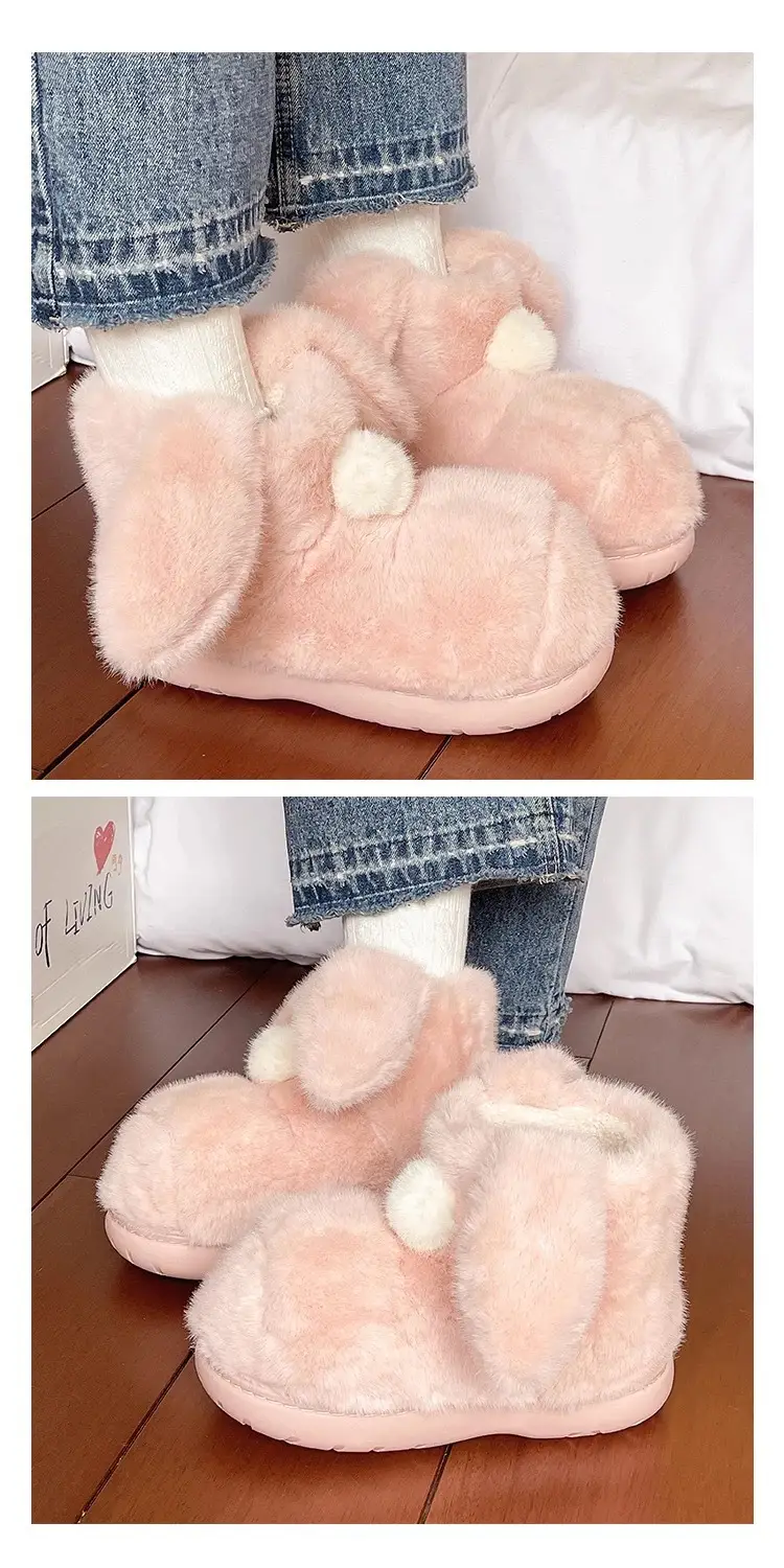 Parent-Child Snow Boots, Children's Bunny Cotton Shoes, Women's Winter Plush Warm Non-Slip Thick-Soled Short Snow Boots for Outdoor Wear — feature 13