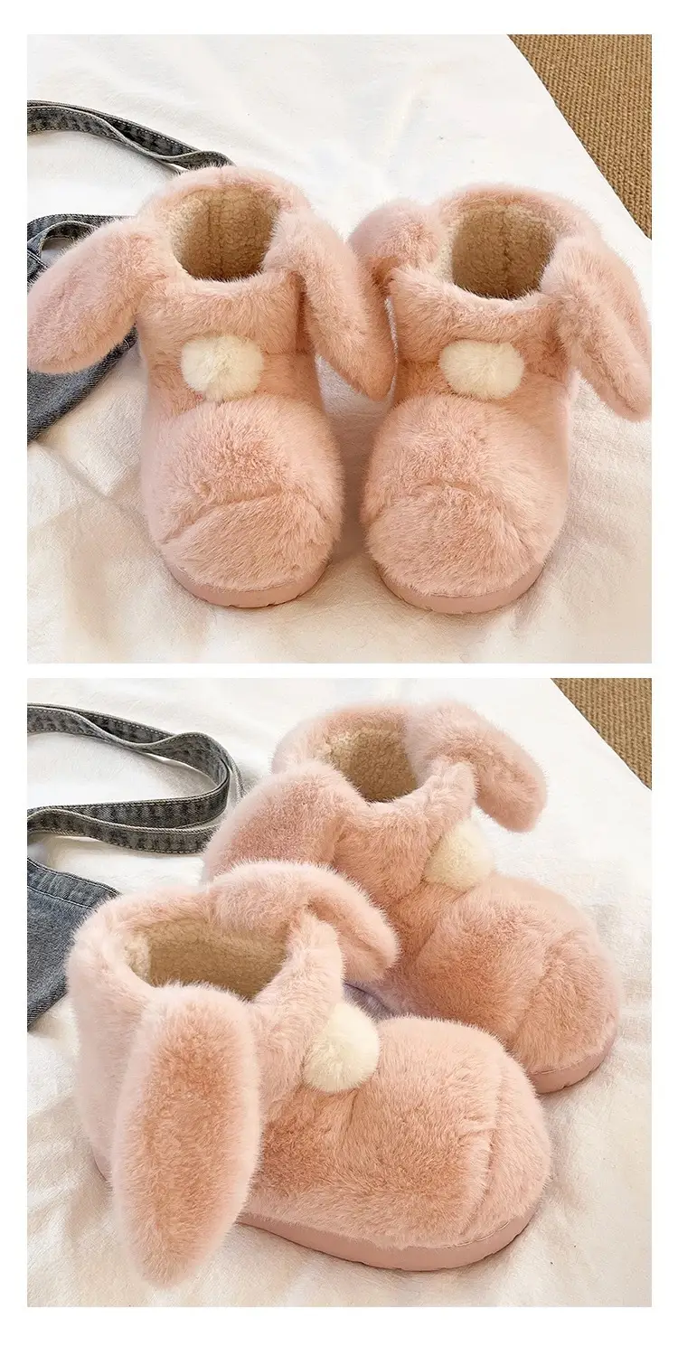 Parent-Child Snow Boots, Children's Bunny Cotton Shoes, Women's Winter Plush Warm Non-Slip Thick-Soled Short Snow Boots for Outdoor Wear — feature 7