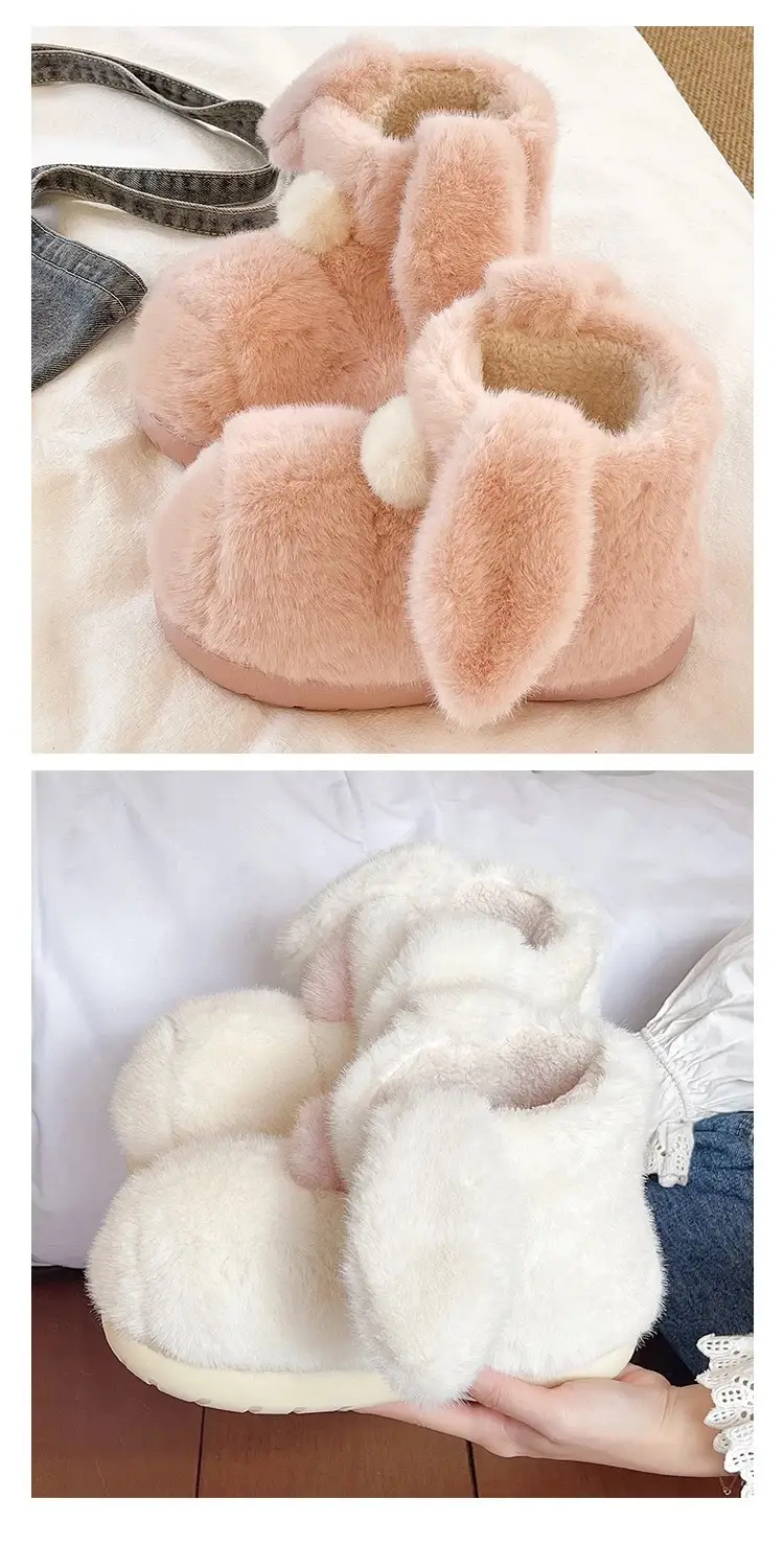 Parent-Child Snow Boots, Children's Bunny Cotton Shoes, Women's Winter Plush Warm Non-Slip Thick-Soled Short Snow Boots for Outdoor Wear — feature 8
