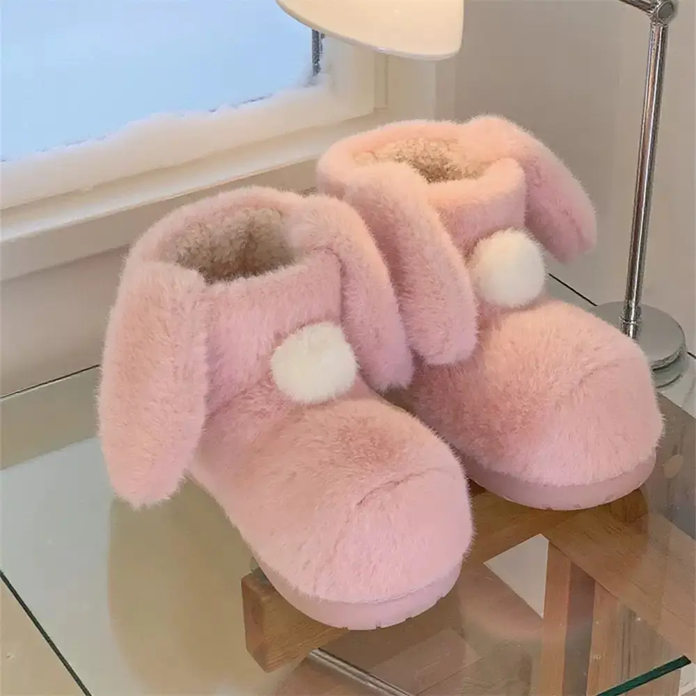Parent-Child Snow Boots, Children's Bunny Cotton Shoes, Women's Winter Plush Warm Non-Slip Thick-Soled Short Snow Boots for Outdoor Wear