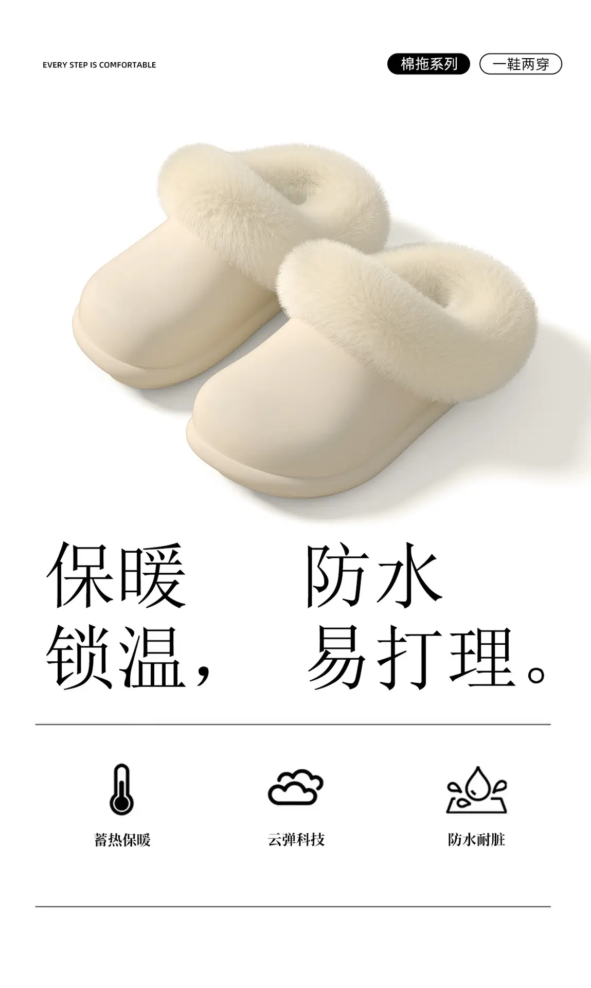 Chao Warm Two-Wear Slippers for Men Women — feature 2