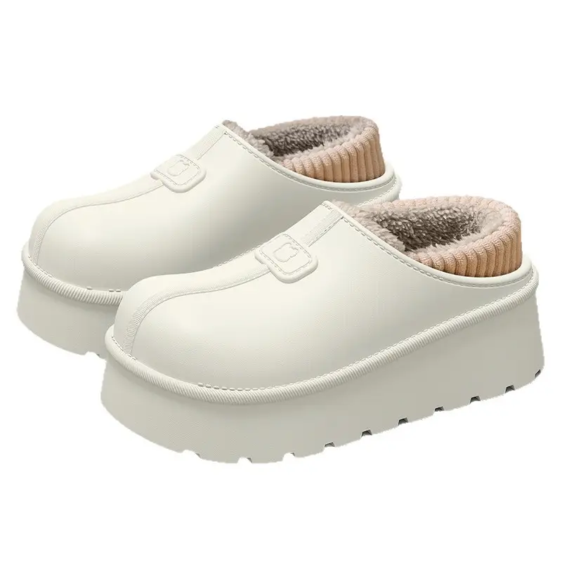 Women Winter Warm Cotton Slippers Grey Anti-Slip Fleece Lined - Image 14