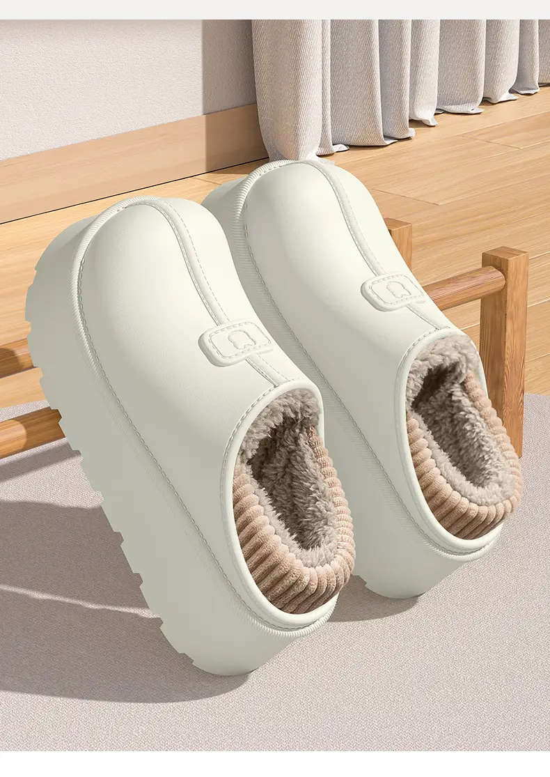 Women Winter Warm Cotton Slippers Grey Anti-Slip Fleece Lined — feature 9