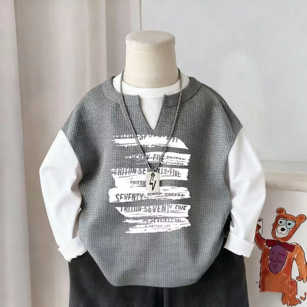 Boys Maroon Printed Long Sleeve Vest 2025 - Image 9