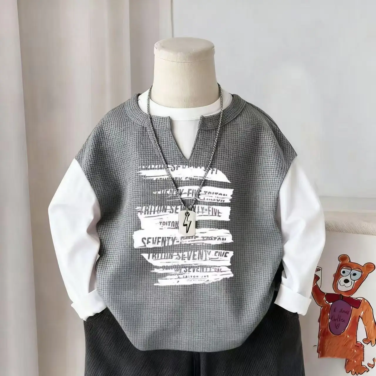 Boys Maroon Printed Long Sleeve Vest 2025 — feature 4