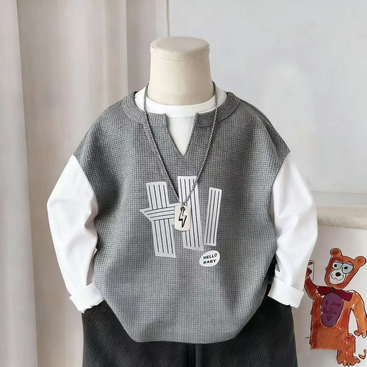 Boys Maroon Printed Long Sleeve Vest 2025 — feature 7