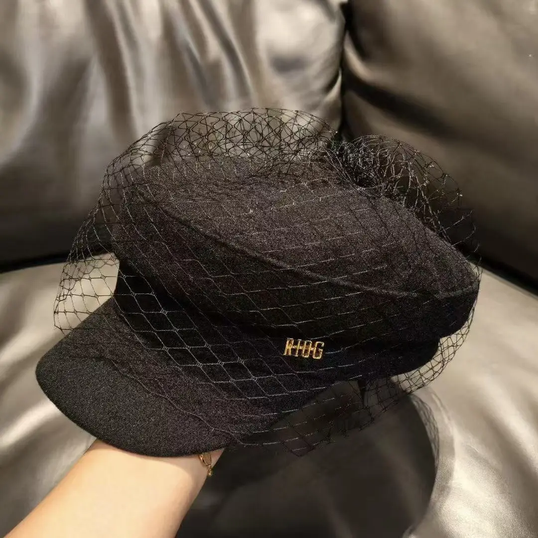 Black French Sunshade Cap for Women Autumn Winter - Image 3
