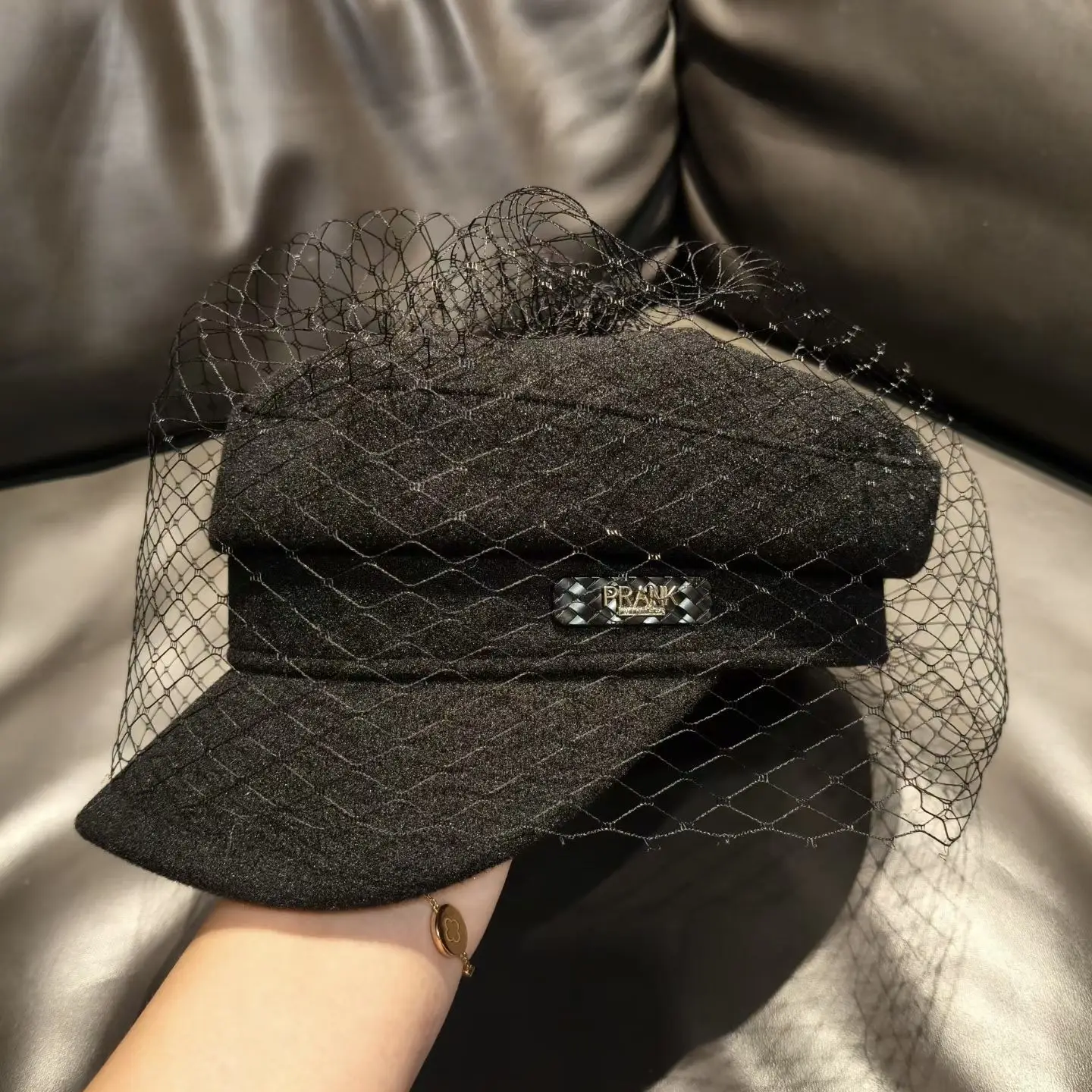 Black French Sunshade Cap for Women Autumn Winter - Image 2