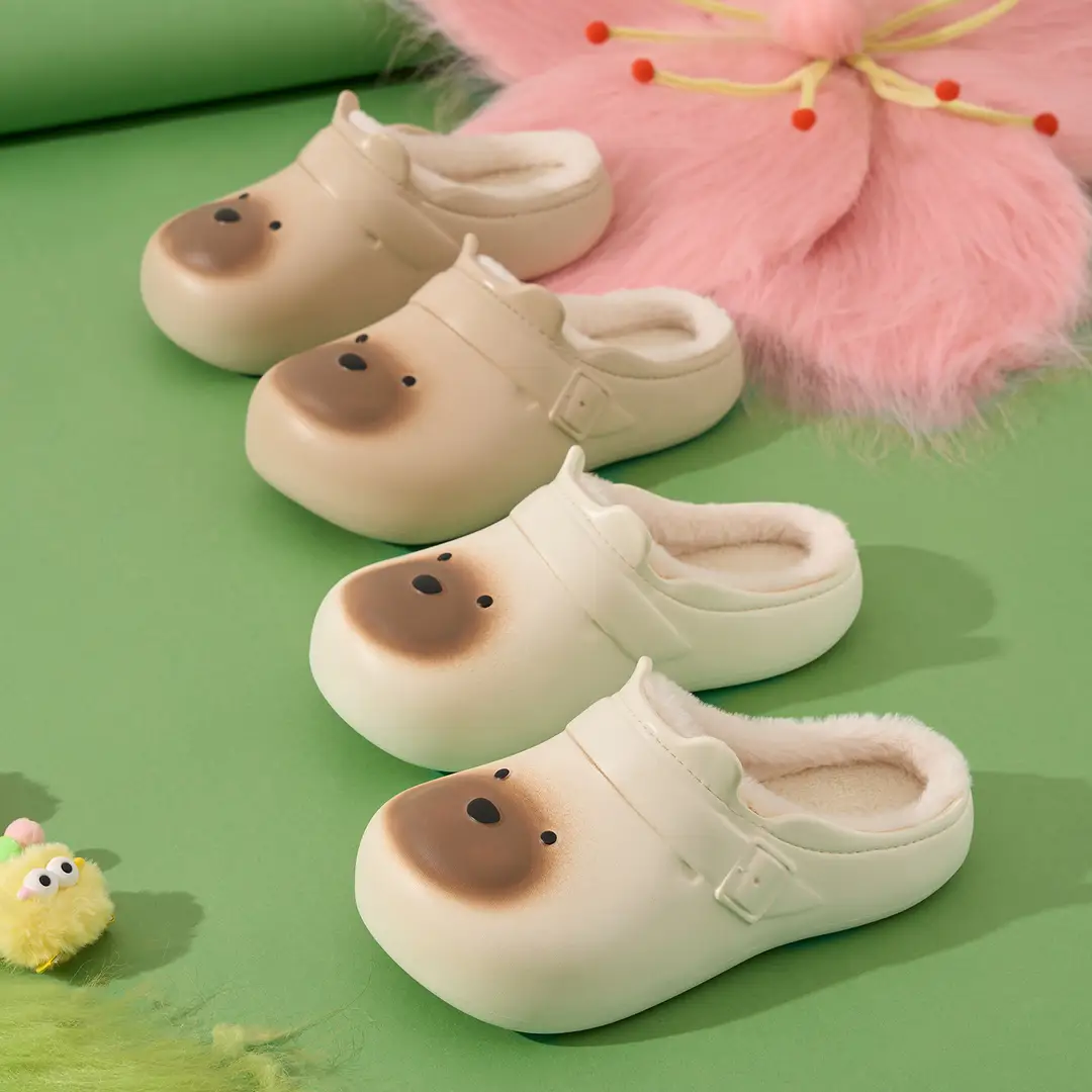 Cute Cartoon Eva Waterproof Cotton Slippers for Women, Autumn and Winter Outer Wear, Thick-Soled Non-Slip Fleece-Lined Warm Confinement Cotton Shoes - Image 19