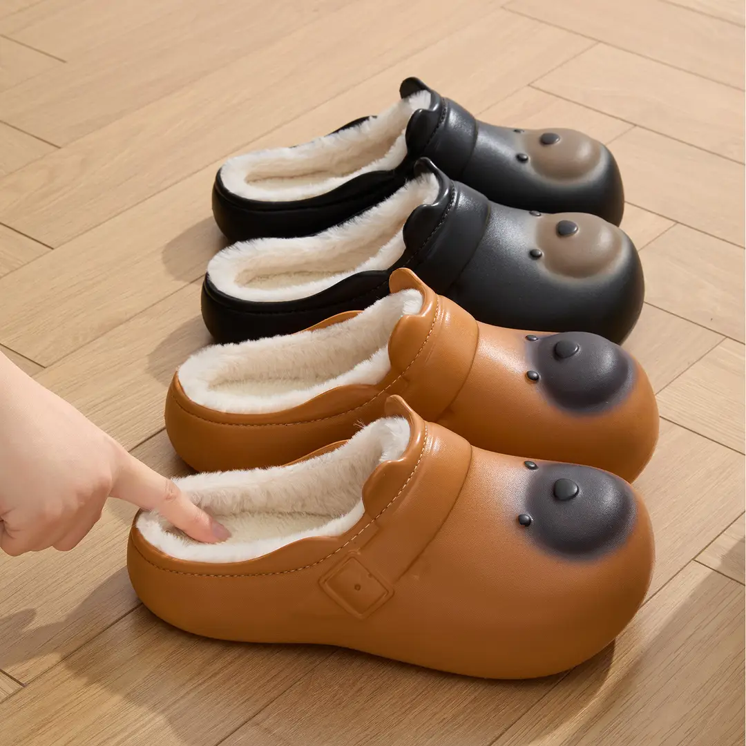 Cute Cartoon Eva Waterproof Cotton Slippers for Women, Autumn and Winter Outer Wear, Thick-Soled Non-Slip Fleece-Lined Warm Confinement Cotton Shoes - Image 21