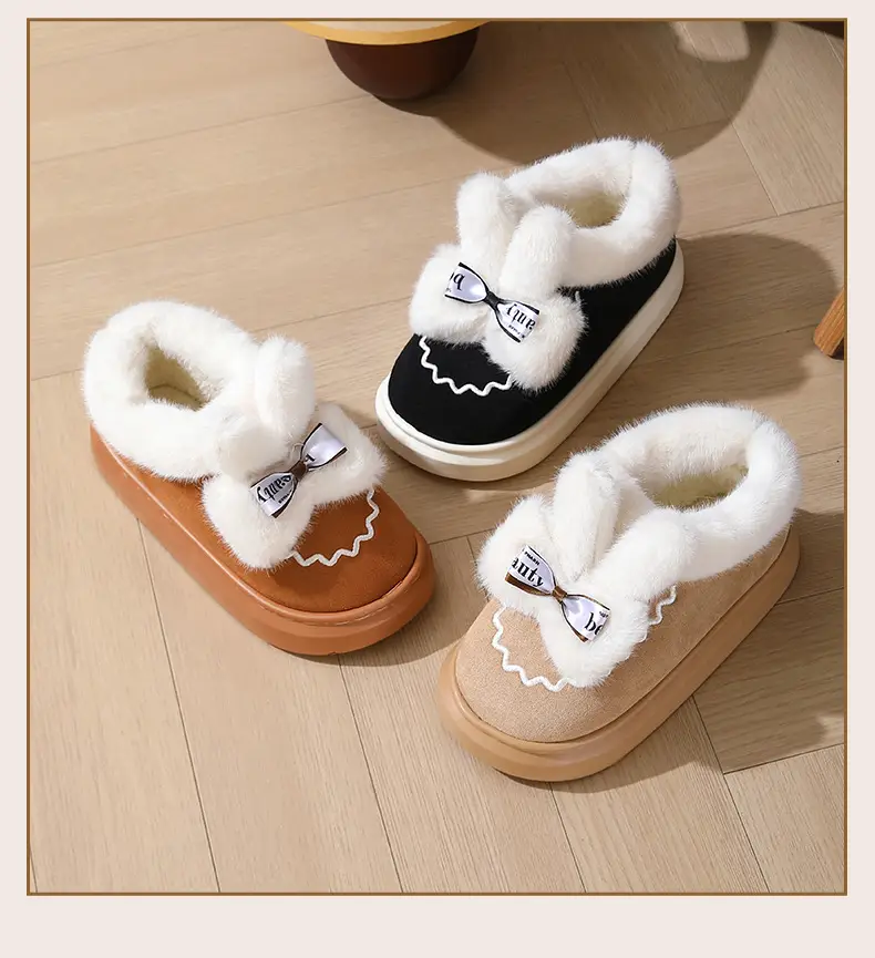 Women's Winter Bow Slippers with Thick Fur — feature 10