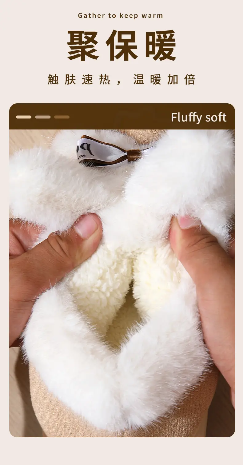 Women's Winter Bow Slippers with Thick Fur — feature 7