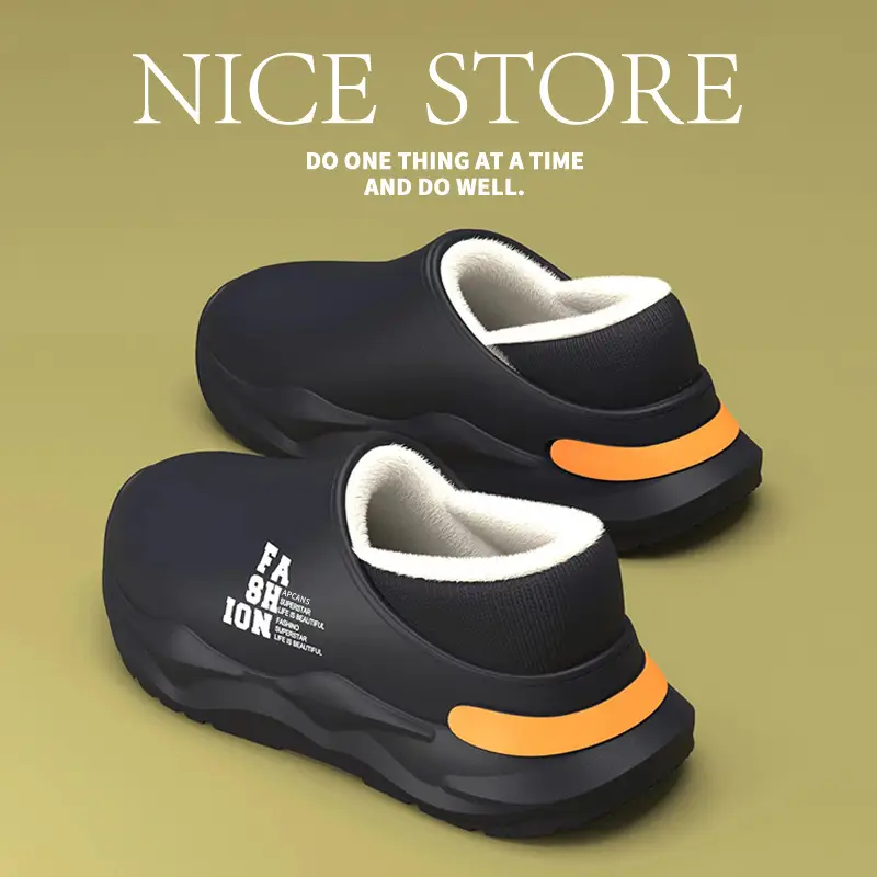 Waterproof Fleece-Lined Cotton Slippers for Men Women - Image 8