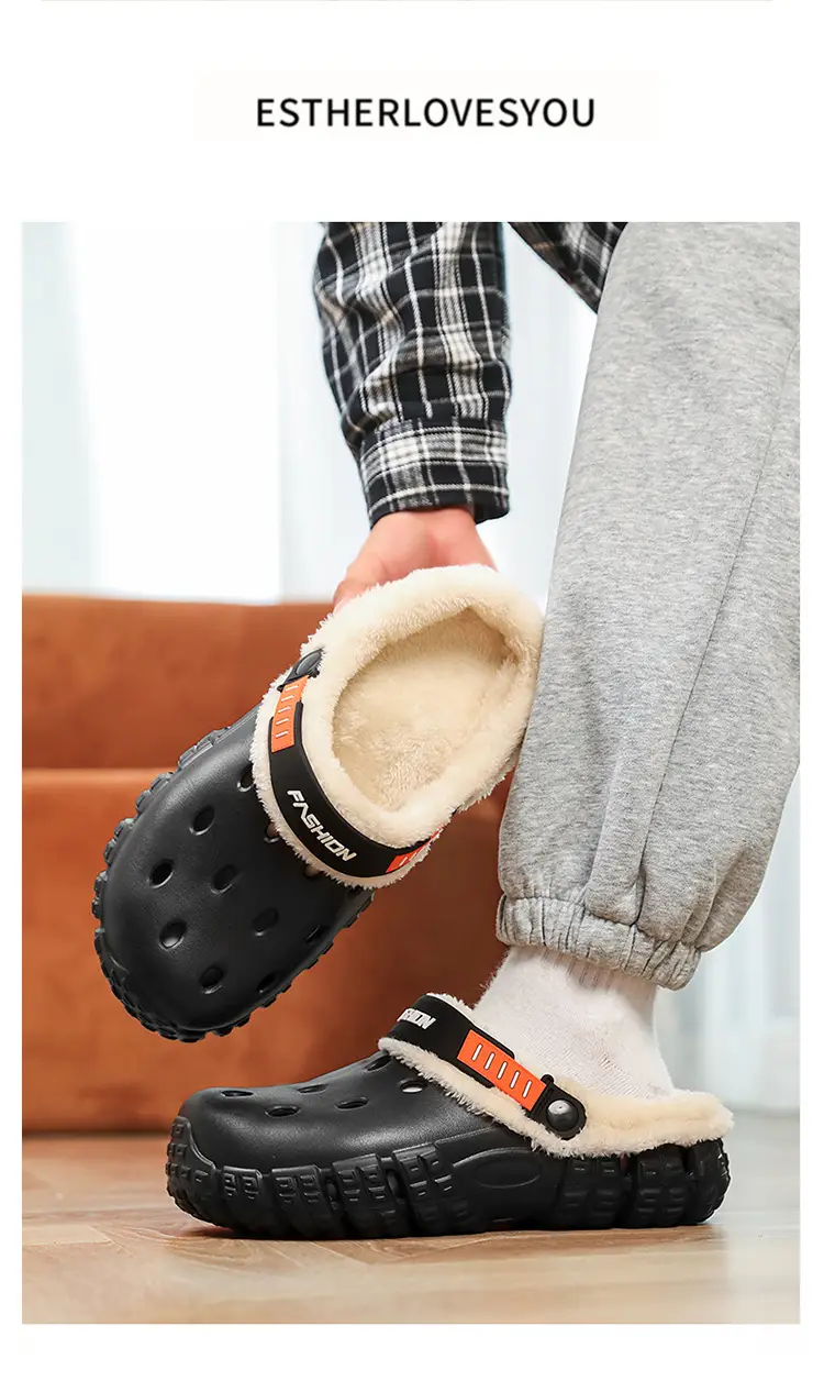Baotou Slippers Men's New Winter Outdoor Sports Cold-Proof and Warm Couple Two-Wear Wear-Resistant Fleece-Lined Thickeneded Clogs — feature 11