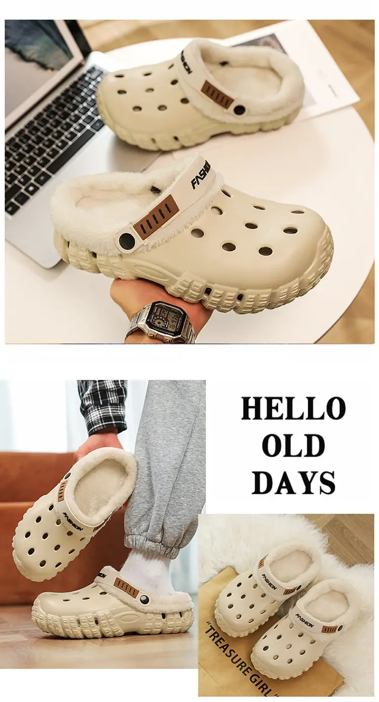 Baotou Slippers Men's New Winter Outdoor Sports Cold-Proof and Warm Couple Two-Wear Wear-Resistant Fleece-Lined Thickeneded Clogs — feature 15