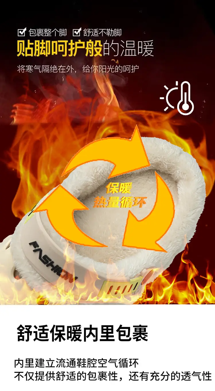 Baotou Slippers Men's New Winter Outdoor Sports Cold-Proof and Warm Couple Two-Wear Wear-Resistant Fleece-Lined Thickeneded Clogs — feature 7