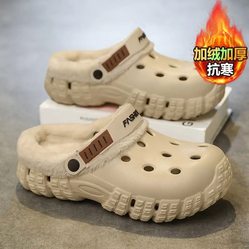 Baotou Slippers Men's New Winter Outdoor Sports Cold-Proof and Warm Couple Two-Wear Wear-Resistant Fleece-Lined Thickeneded Clogs - Image 2