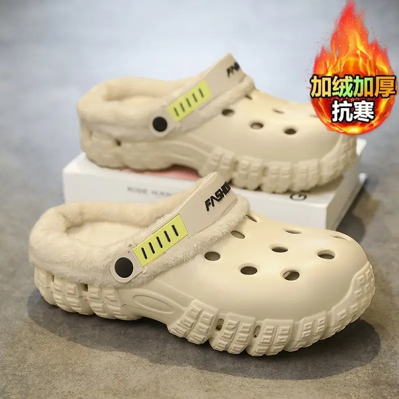 Baotou Slippers Men's New Winter Outdoor Sports Cold-Proof and Warm Couple Two-Wear Wear-Resistant Fleece-Lined Thickeneded Clogs - Image 3