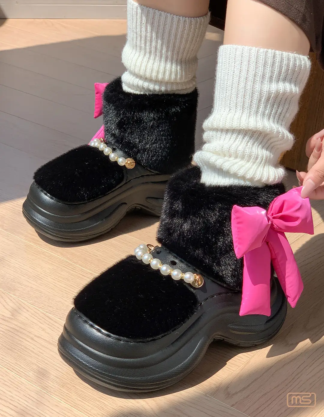 Bow High-Top Cotton Slippers for Women Winter New 2025 Non-Slip Comfortable Warm Girls Snow Thickened Outer Wear — feature 8